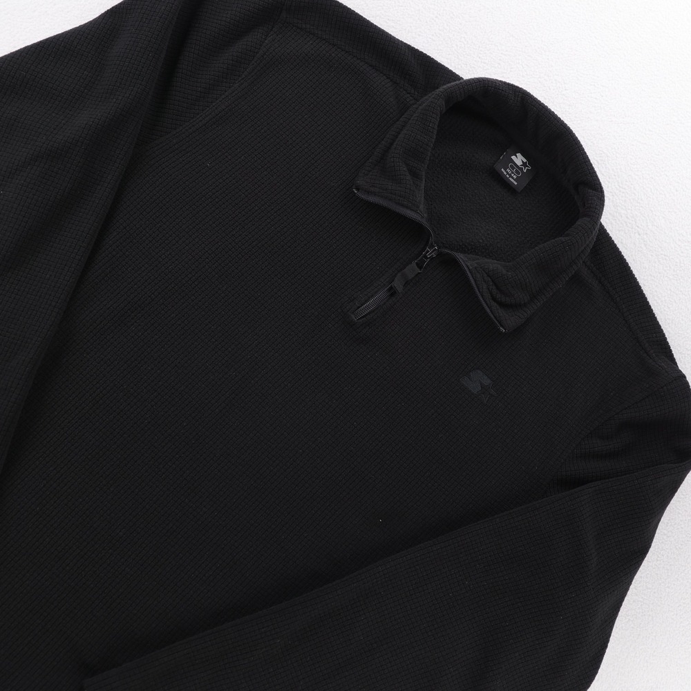 Starter Mens Black Grid Fleece 1/4 Zip Pullover Jacket Size Large‎ L Mock Neck
